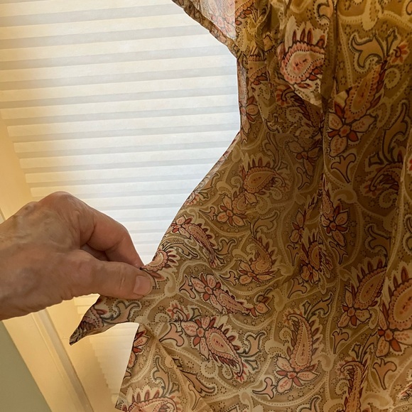 VTG Woman’s 2X 100% Silk Sheer Lined Flutter Sleeve Button Up Ruffled Blouse - Picture 4 of 11